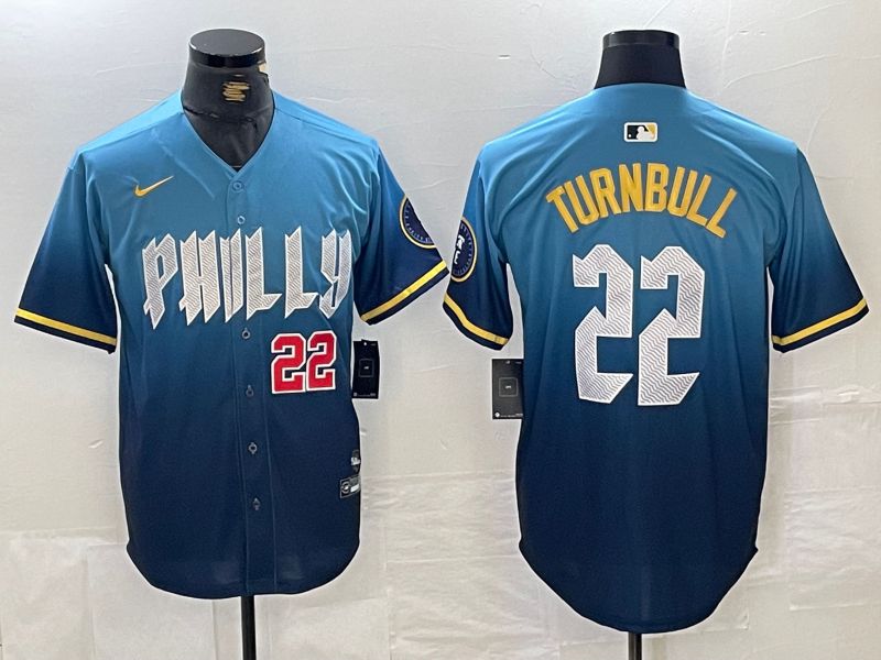Men Philadelphia Phillies #22 Turnbull Blue City Edition Nike 2024 MLB Jersey style 3->philadelphia phillies->MLB Jersey